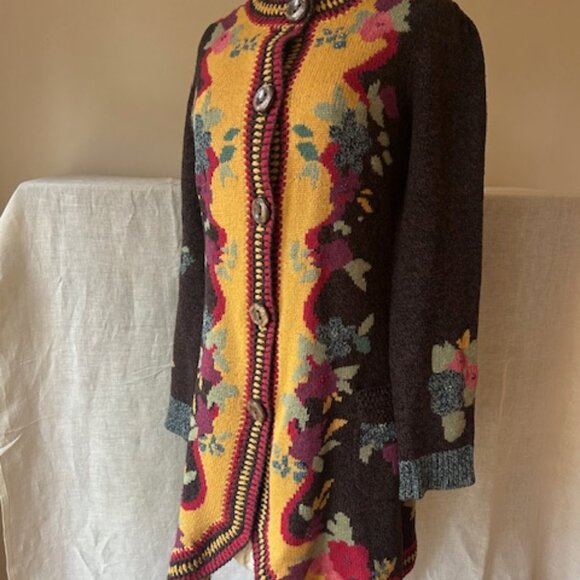 Vintage Sparrow Anthropologie Lambswool "Yellow Brick Road" Duster Cardigan - Picture 9 of 14